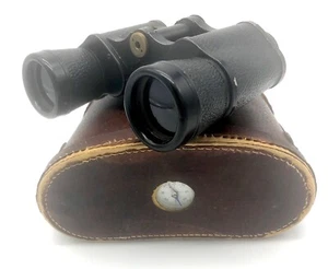 Vintage Elite 7x35 Coated Binoculars in Original Leather Case w/ Compass on Top - Picture 1 of 10