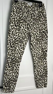 FRAME Ali High Rise Cigarette Yellow Leopard Print Skinny Denim Jeans Womens 28 - Picture 1 of 7