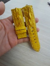 26mm/24mm Genuine Alligator Crocodile Leather Watch Strap Band - Yellow Color