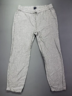 Pantalones para mujer J CREW 8 grises a rayas lino algodón cordón AY192 Cottagecore Foto 1 de 4