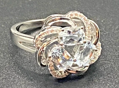 March Birthstone Aquamarine Ring Sz 8 Gem Stone King GSK Sterling Silver Lab - Image 1 of 4