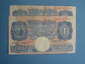 **2 Decent British WWII Peppiatt 1st & Last £1**Crisp* 'GVF' + Banknotes**** - Picture 1 of 12
