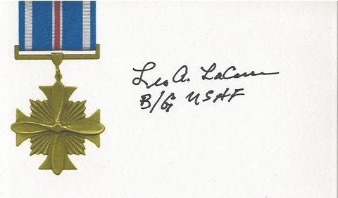 LEO LACASSE 8TH AIR FORCE 385TH BOMB GROUP B-17 PILOT RARE SIGNED DFC CARD Cover