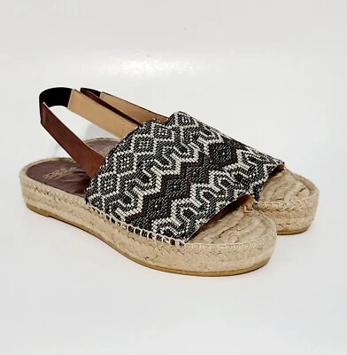 Andre Assous Espadrille Metallic Gold Aztec Beige Slingback Sandals Wms 39EU - Image 1 of 4