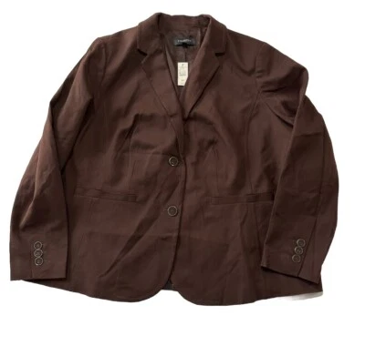 NUEVO CON ETIQUETAS $189 Talbots Mujer 18W 18 Mezcla de Algodón Sing Le Pecho 2 Botones Marrón Foto 1 de 4
