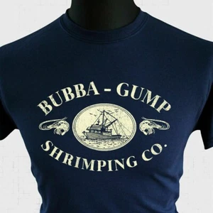 Bubba Gump Shrimping Co T-Shirt Retro Film Forrest Run Captain Dan 1994 blau - Bild 1 von 2