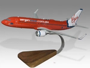 Boeing 737-800 Virgin Blue Version 2 Desk Wood Airplane Model Small Scale 1/130 - Picture 1 of 13