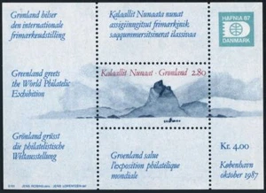 Greenland 199, MNH. Michel 178 Bl.2. HAFNIA-1987. Uumannaq Mountain in winter. - Picture 1 of 1