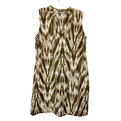 Chicos Linen Shift Dress Women’s Size 1.5 US 10 Medium Sleeveless Brown Vacation - Image 1 of 4