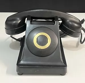 Téléphone vintage années 50 en bakélite noir Propriété de l'Etat Déco Vintage - Photo 1/8