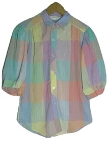 Cheryl Tiegs Vintage 80s 90s Womans Buttoned Color block Shirt Size 8 "Preowned" - Picture 1 of 8