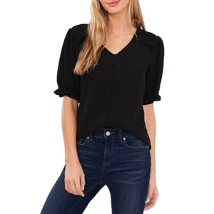 CeCe Damen Pintuck Schulter Knopf Vorderbluse NEU - Größe XS - Bild 1 von 12
