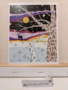 Winterszene Postkarte Acryl Kunstdruck 4 x 5 Zoll Glanzpapier - Bild 1 von 2