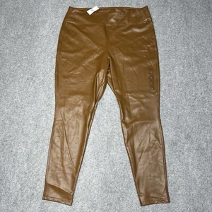 New Old Navy Brown Vegan Faux Leather Pants Women Size XL - Picture 1 of 11