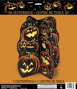 Deluxe Pumpkin Grin Halloween 14" 3D Centerpiece, Black Orange Yellow Green - Picture 1 of 1