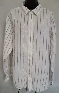 Banana Republic Mens Shirt Size XL X Large Blue White Striped Linen - Picture 1 of 12