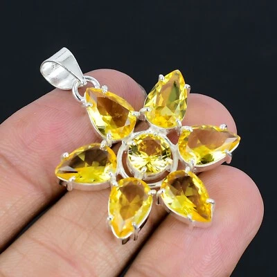 Lemon Topaz Gemstone 925 Sterling Silver Handmade Pendant Jewelry Gifts For Wife - Image 1 of 4