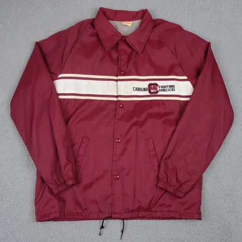 Vintage South Carolina Gamecocks Chalk Line Jacket Mens Large Red Coach Snap 80s Cover