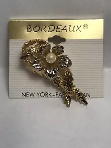 Spilla antica bordeaux spilla con perla 2 pollici �� - Foto 1 di 3