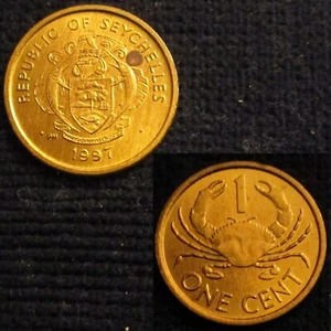 SEYCHELLES, 1 CÉNTIMO 1997, CANGREJO DE BARRO-2, SIN CIRCULAR. - Imagen 1 de 1