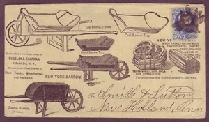 WHEELBARROWS / HARDWARE - OUTSTANDING 2-SIDED ILLUSTRATED AD Cover - MUST SEE !! - Picture 1 of 2