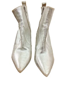 Witchery Silver Metallic Leather Ankle Boot with Stiletto Size 39 - Picture 1 of 5