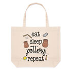Eat Sleep Pottery Repeat Large Beach Tote Bag Funny Joke Potter Mum Mothers Day