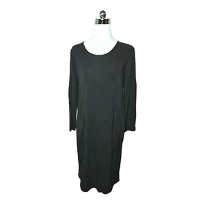 THE ARK black long sleeve shift dress women's size S stretch relaxed EUC #719 - Picture 1 of 9