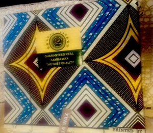 SAMBA  DESIGN African WAX Fabric 100% Cotton 6 Yards PRINCESS Cloth - Picture 1 of 13
