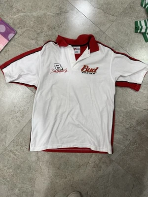 Camisa Polo Chase Auténtica Para Hombre Dale Earnhardt Jr. #8 Talla L Roja/Blanca Budweiser Foto 1 de 3
