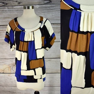 DVF Diane von Furstenberg Tunika Top 4 "Pulsa" 100% Seide Strick Colorblock Mod Geo - Bild 1 von 5