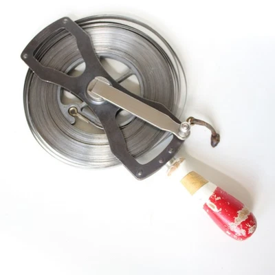 Vintage Lufkin Derrick Surveyor Tape Measure 1/4 x 100-Foot Chrome Steel Blade - Image 1 of 4