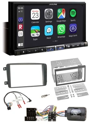 Alpine 2DIN DAB USB Lenkrad Bluetooth Autoradio für Mercedes C W203 00-04 Kit Le - Bild 1 von 4