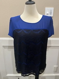 INC Lace Accent Blouse Sz 14 - Picture 1 of 6