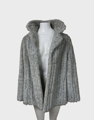 Vintage Faux Fur Coat Grey White UK10-12 Evening Occasion Wear Mob Wife 80s - Image 1 of 4