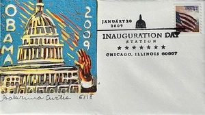 Sabrinia Curtis Blockprinted Inauguration Day 2009 Barrack Obama Chicago IL - Picture 1 of 1