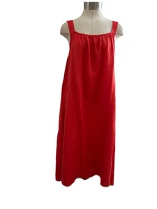 Eileen Fisher Organic Linen Calf Length Cami Dress Flame S NWT $238 - Picture 1 of 18