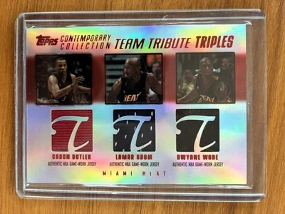 Dwyane Wade /50 RC 2003-04 Topps Tribute Contemporary Triple GU Jersey Patch - Image 1 of 2