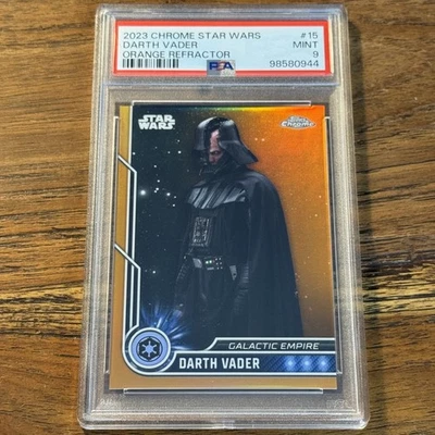 Darth Vader 2023 Topps Chrome Star Wars ORANGE 16/25 Refractor Card #15 PSA 9 - Image 1 of 2
