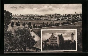 AK Aulendorf /Württ., Ortsansicht aus der Vogelschau und Gebäude mit Turm - Picture 1 of 2