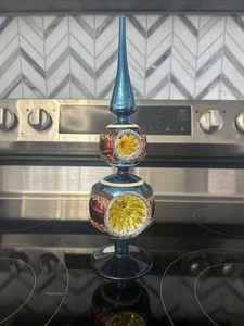Vetro Mercurio? Decorazione Albero di Natale 14in Argento Blu Giallo Bianco Senza Scatola - Foto 1 di 14
