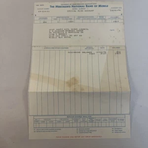 Vintage Bank Statement From The Merchants National Bank Of Mobile, Alabama, 1976 - Picture 1 of 4