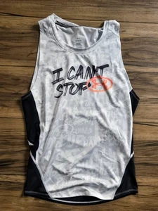 Camiseta sin mangas de compresión gris Under Armour Heat Gear grande para hombre "I CAN'T STOP"  - Imagen 1 de 5
