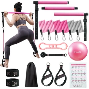 Pilates Bar Kit with Resistance Bands, Multifunctional Pilates Bar with 3 Set... - Picture 1 of 6