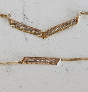 14k Italian Tri Color Gold Vintage Ladies Necklace & Bracelet Set - Picture 1 of 14