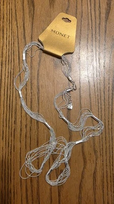 Colar MONET Station multicamadas tom prata 32" novo com etiquetas $32 - Imagem 1 de 4