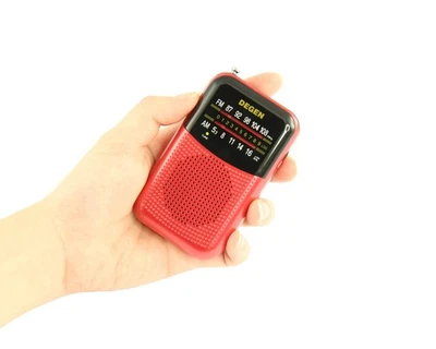 Mini receptor de radio portátil tamaño bolsillo DEGEN DE797 DSP AM/FM ** COLOR ROJO ** Foto 1 de 4