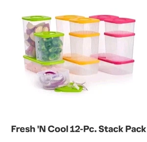 Tupperware Fresh N Cool Food Container Set 12 Small Medium Large Rectangular New - Picture 1 of 1