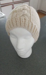 Childs  Hand Knitted Hat - Cabled Beige - Picture 1 of 1