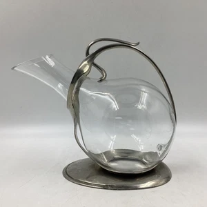 Seagull Studios 2004 Glass Wine Decanter Carafe In Metal Stand (H5) NS#8769 - Picture 1 of 6